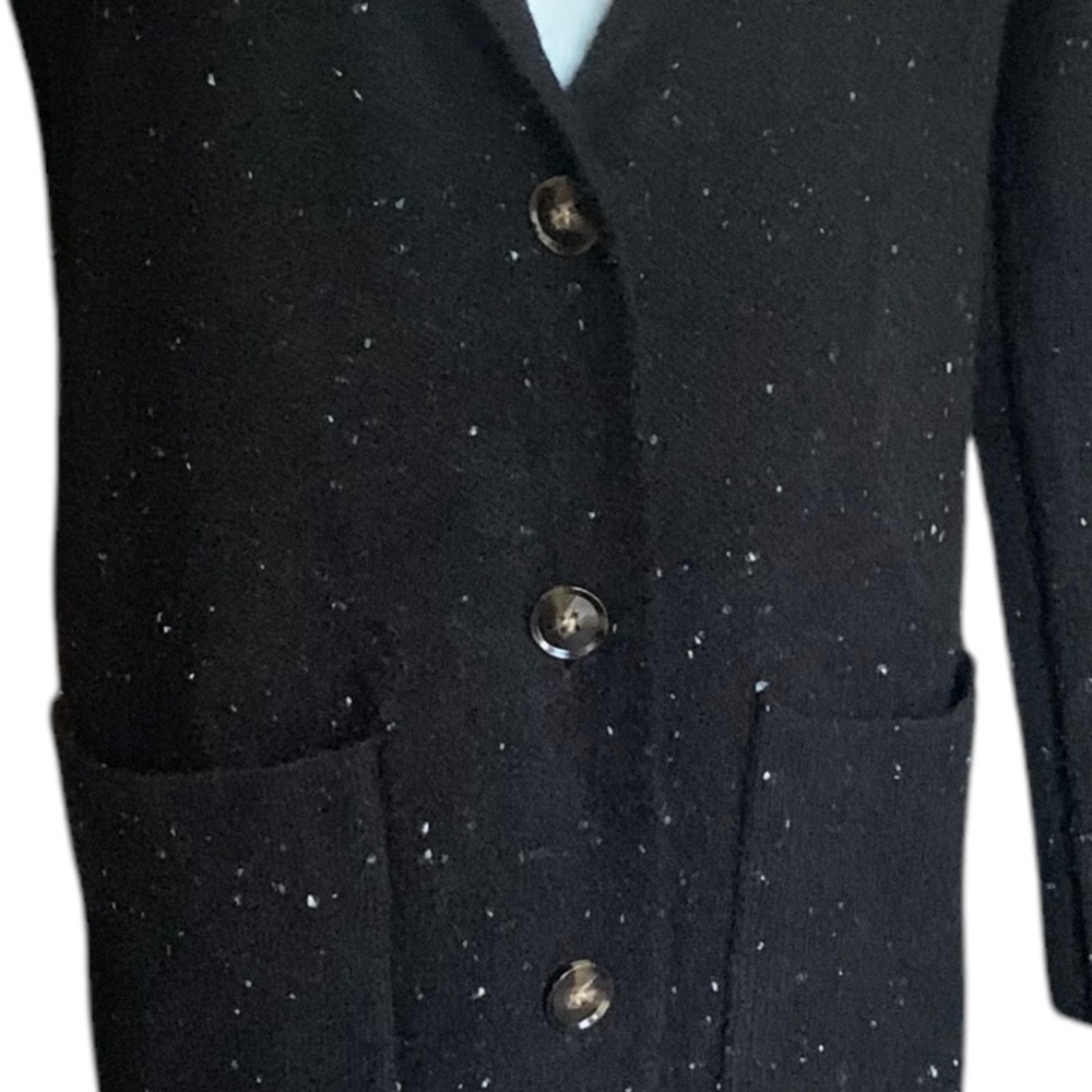 Ann Taylor NWT Speckled Flecked Black Long Sweater Coat Duster Sz 6P - Picture 6 of 15